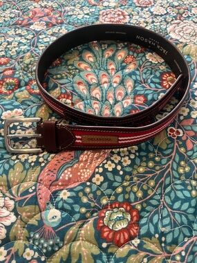 Jack Mason Brand Oklahoma tailgate Red & Brown Leather-Trim Men's Belt